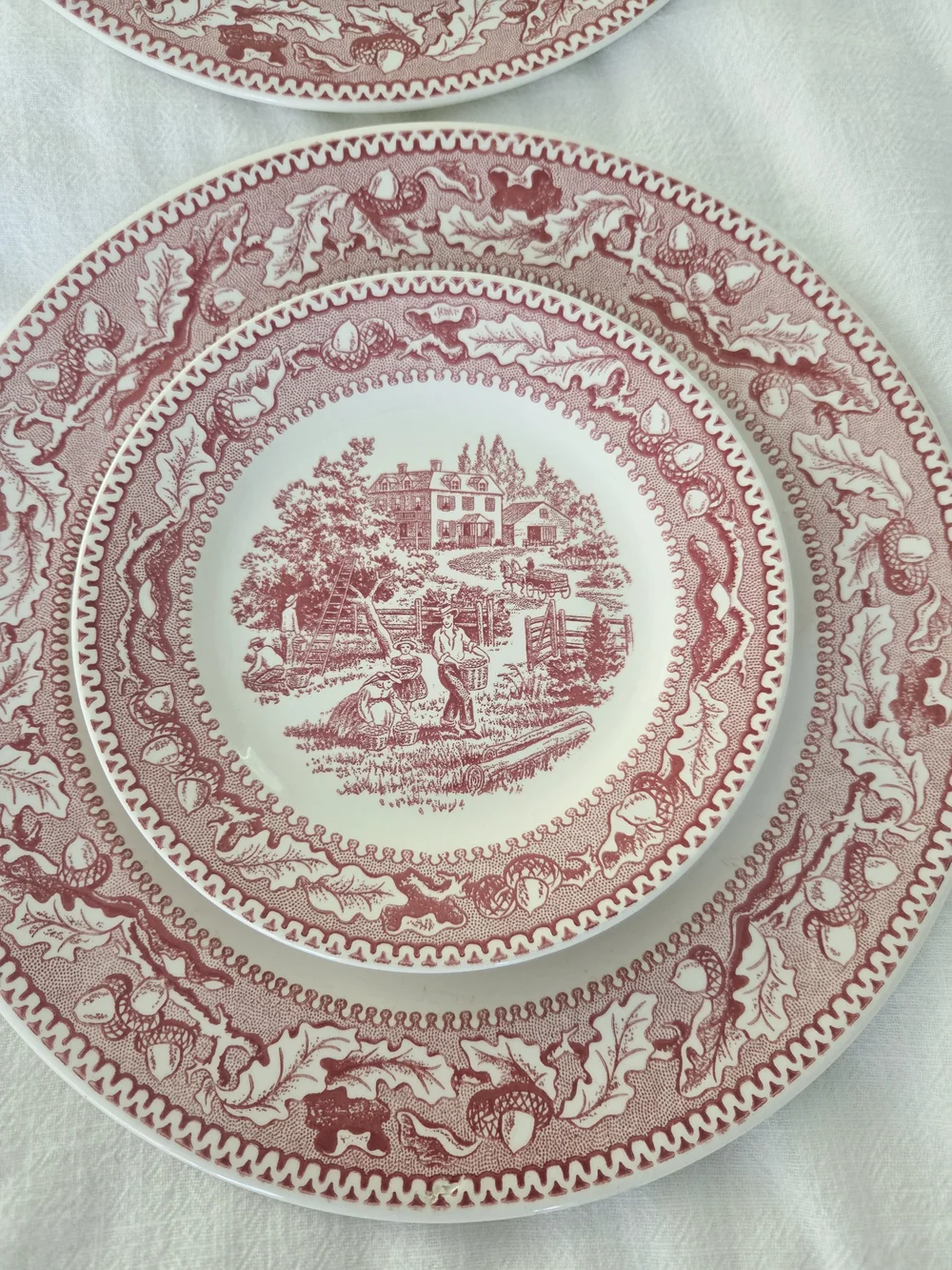 8 Vintage Memory Lane, Made In USA, Pink and White Dishes